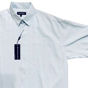 Bassiri Men Limited Collection Short Sleeve Button Down Shirt Light Blue Size M